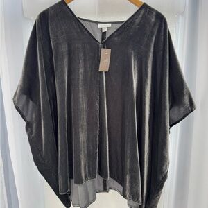 Pure Jill Gray Velvet Draped Top